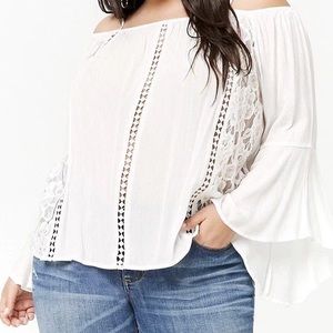 Forever 21 Plus Size Crinkle Open Shoulder Top